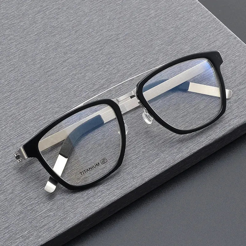 Unisex Square Full Rim Titanium Double Bridge Prescription Glasses 4507 — view 1 | Rx Spectacle