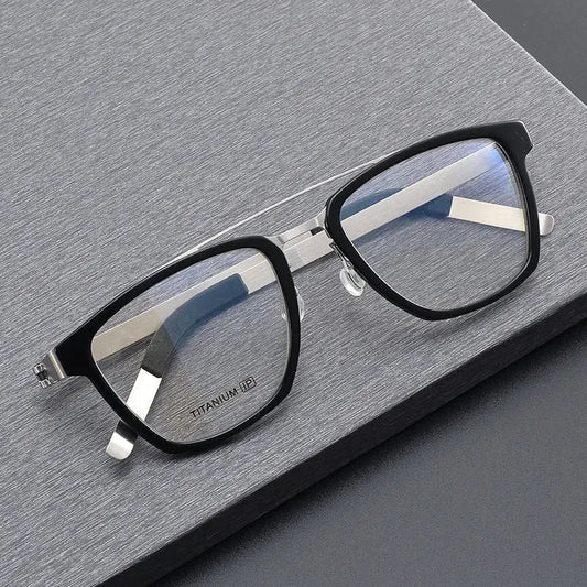 Unisex Square Full Rim Titanium Double Bridge Prescription Glasses 4507 — view 1 | Rx Spectacle