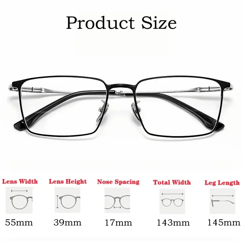 Men's Square Full Rim Titanium Prescription Glasses J86037 — view 2 | Rx Spectacle