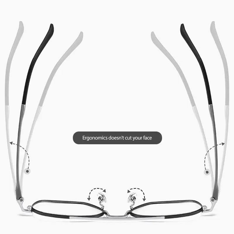 Men's Square Full Rim Titanium Double Bridge Prescription Glasses N80009n — view 4 | Rx Spectacle