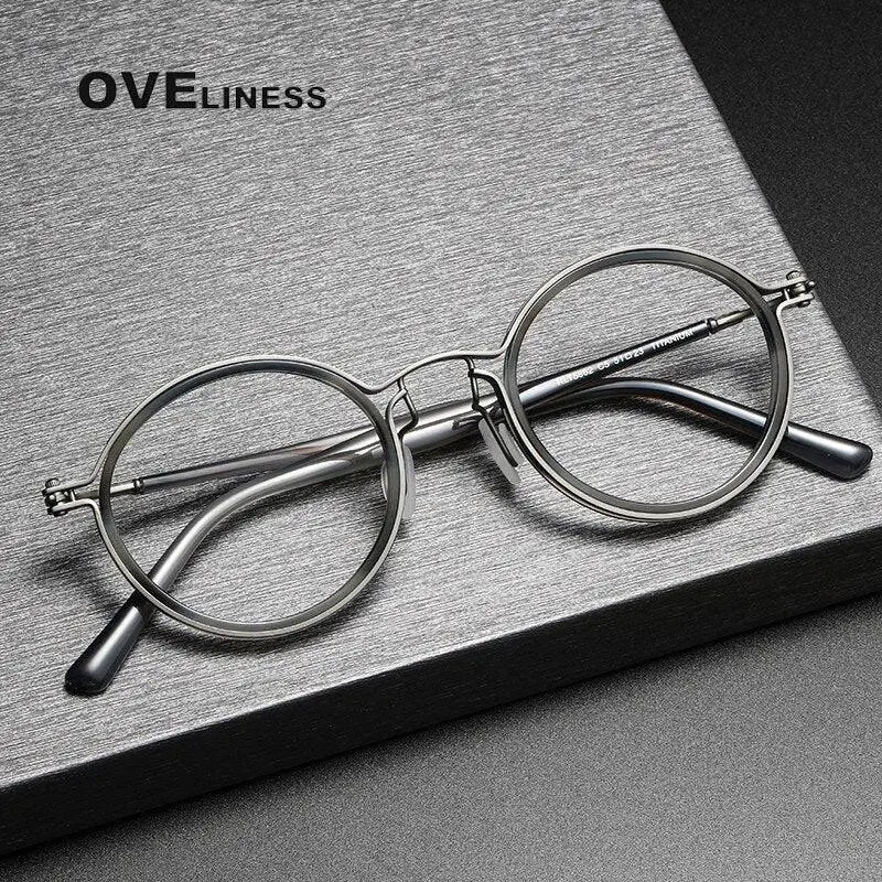 Unisex Round Full Rim Titanium Prescription Glasses 5862 — view 13 | Rx Spectacle