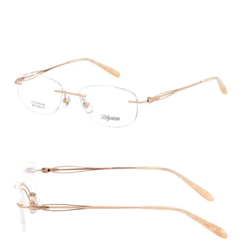 Women's Square Rimless Titanium Prescription Glasses 91744 — view 3 | Rx Spectacle
