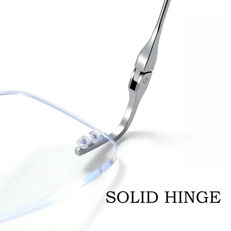Unisex Square Rimless Titanium Prescription Glasses Y233525 — view 4 | Rx Spectacle