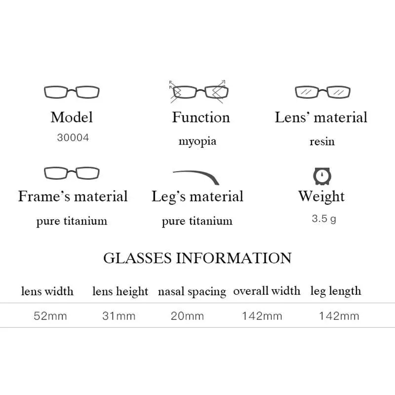 Men's Rectangular Semi-Rimless Titanium Prescription Glasses 30004 — view 6 | Rx Spectacle