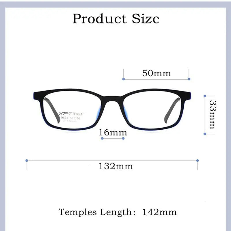 Unisex Square Full Rim Titanium Prescription Glasses 9833XP — view 9 | Rx Spectacle