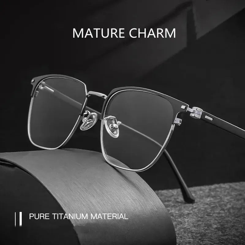 Unisex Square Full Rim Titanium Reading Glasses 6120 — view 1 | Rx Spectacle