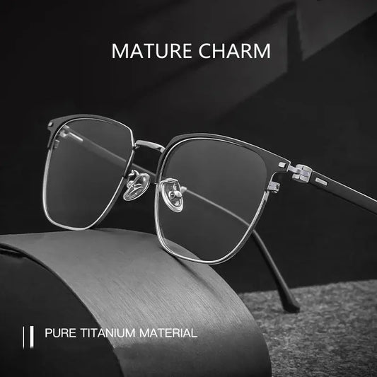Unisex Square Full Rim Titanium Reading Glasses 6120 — view 1 | Rx Spectacle