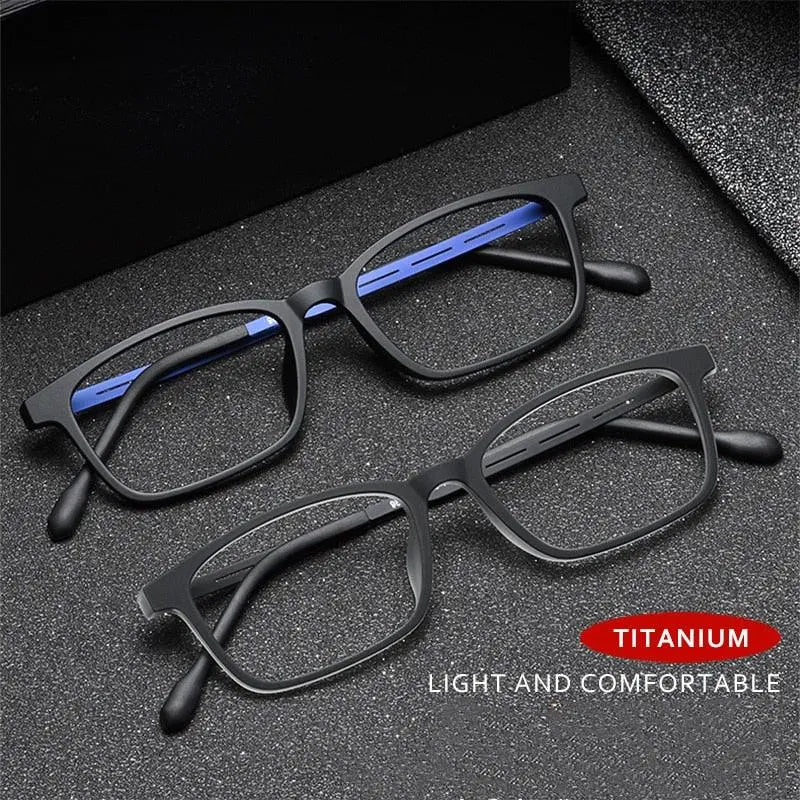 Unisex Square Full Rim Titanium Prescription Glasses 9839XP — view 10 | Rx Spectacle