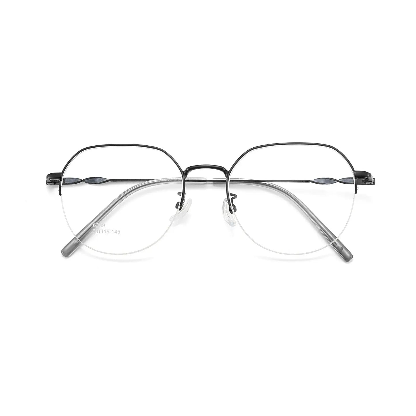 Unisex Polygon Semi-Rimless Alloy Flat Top Prescription Glasses 636389 — view 6 | Rx Spectacle