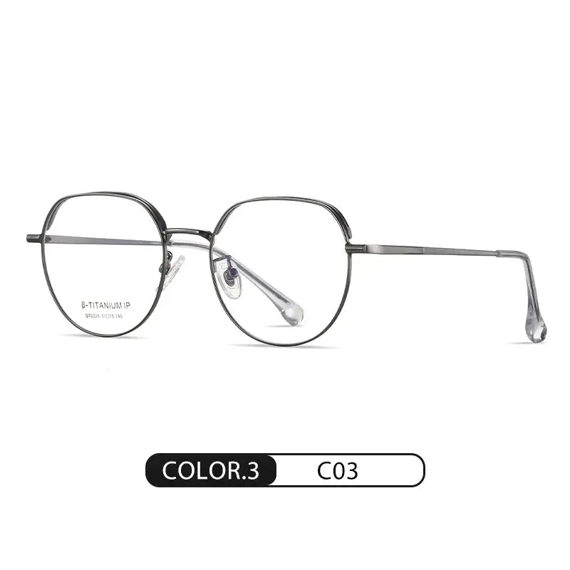 Women's Round Full Rim Titanium Flat Top Prescription Glasses 6225 — view 5 | Rx Spectacle