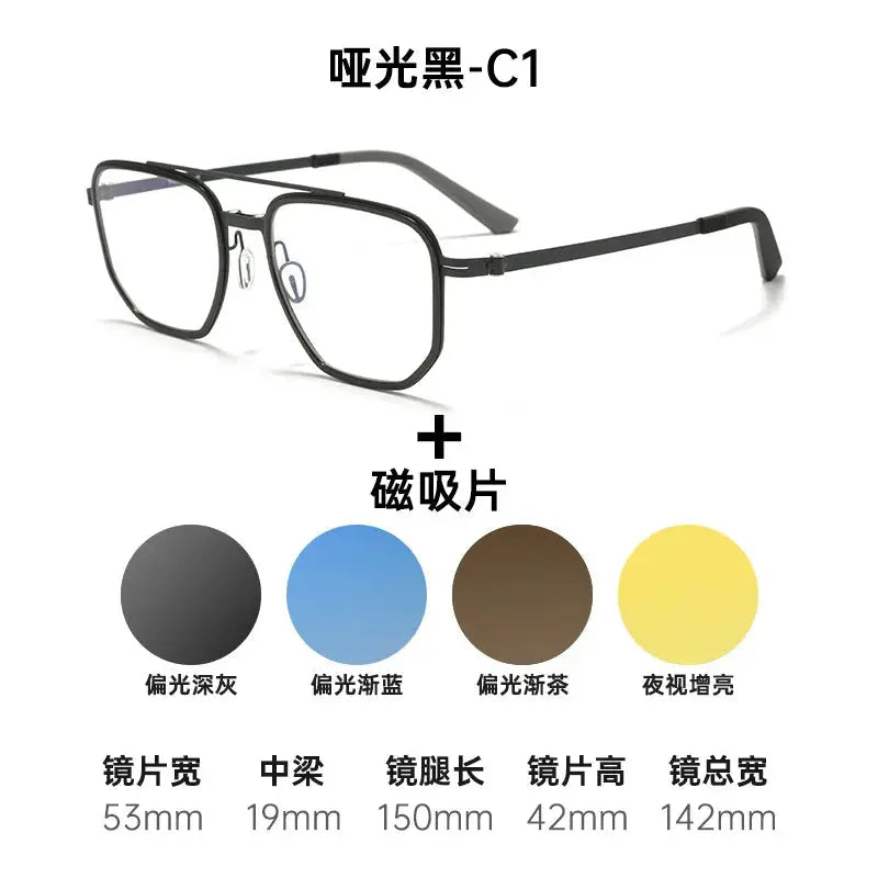 Unisex Square Full Rim Titanium Prescription Glasses 668871 — view 4 | Rx Spectacle