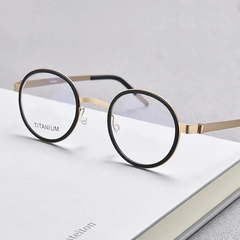 Women's Round Full Rim Titanium Screwless Prescription Glasses 49707 — view 1 | Rx Spectacle