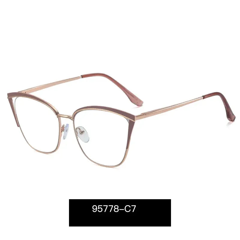 Women's Cat Eye Full Rim Alloy Prescription Glasses 95778 — view 3 | Rx Spectacle