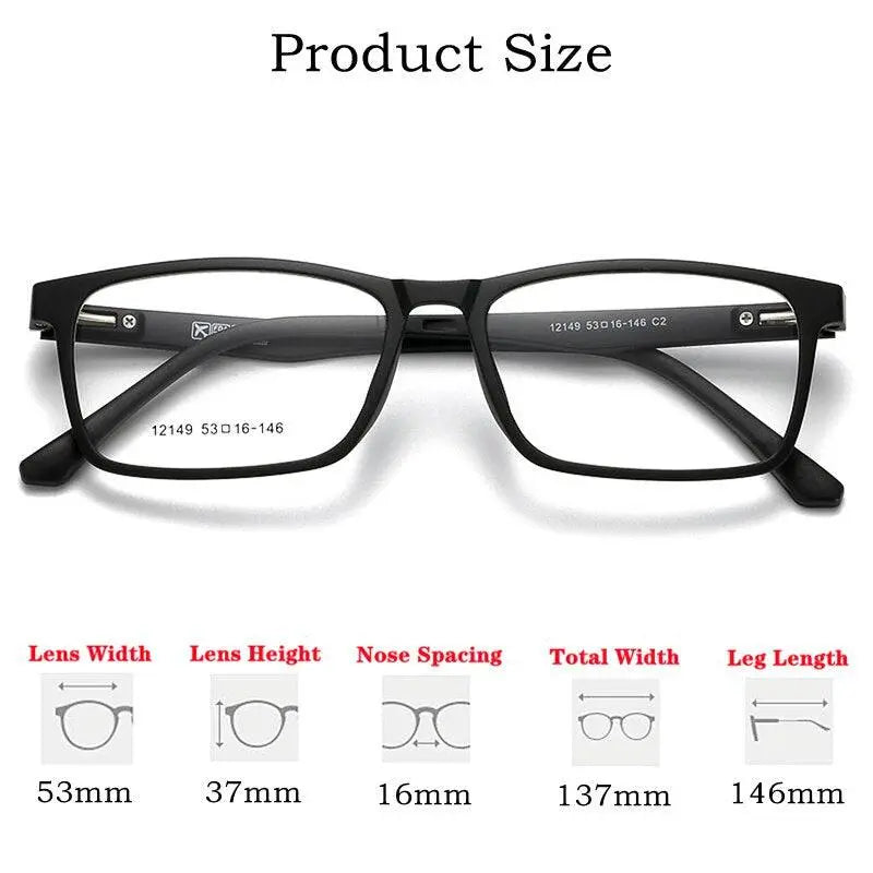 Unisex Square Full Rim TR90 Clip-On Prescription Glasses 12149 — view 5 | Rx Spectacle