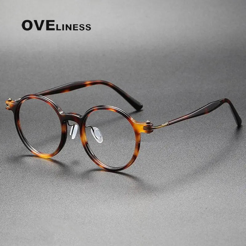 Unisex Round Full Rim Titanium Prescription Glasses 5886 — view 6 | Rx Spectacle