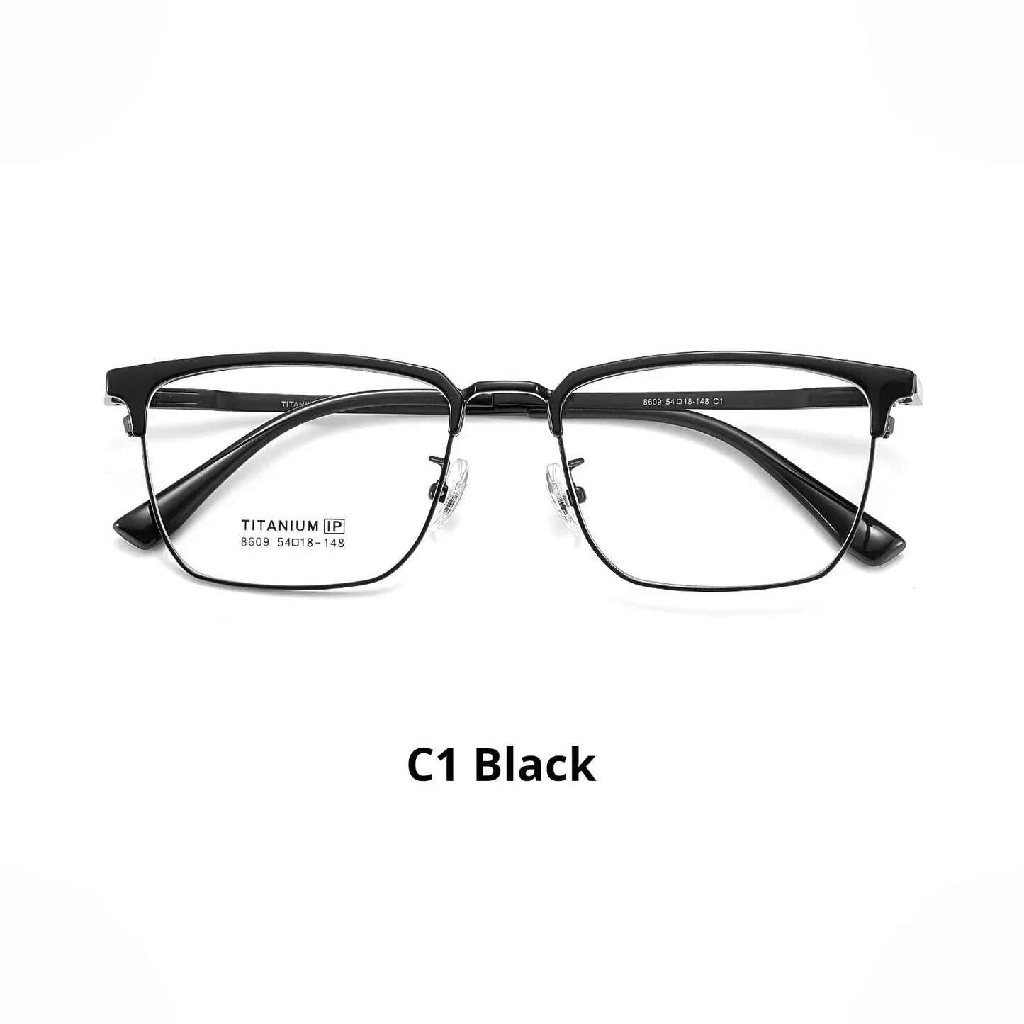 Unisex Square Full Rim Titanium Oversized Prescription Glasses 728609 — view 3 | Rx Spectacle