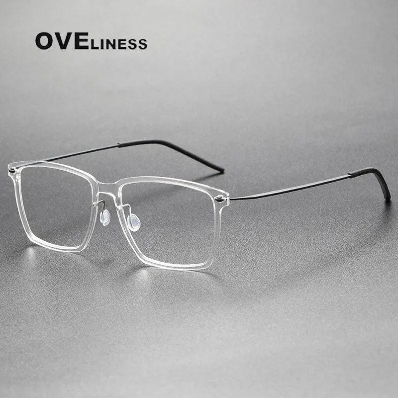 Unisex Square Full Rim Titanium Screwless Prescription Glasses 6505 — view 7 | Rx Spectacle