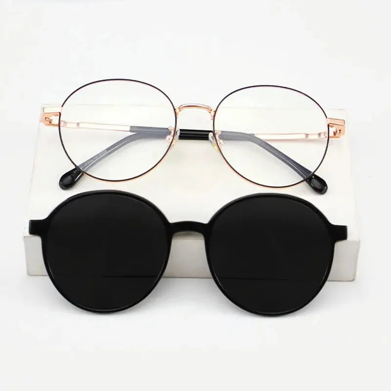 Unisex Round Full Rim Alloy Clip-On Prescription Glasses Y1106 — view 3 | Rx Spectacle