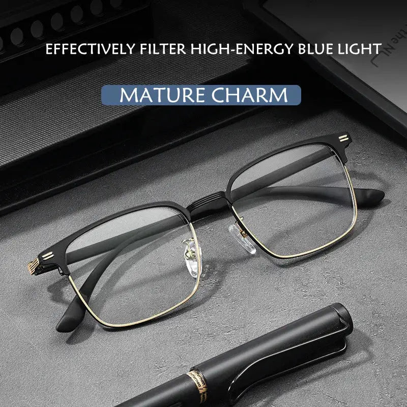 Unisex Square Full Rim Alloy Reading Glasses 33999 — view 2 | Rx Spectacle