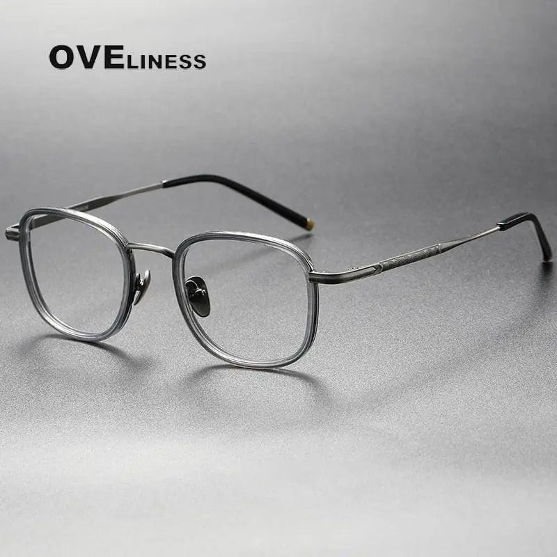 Unisex Square Full Rim Titanium Prescription Glasses — view 3 | Rx Spectacle