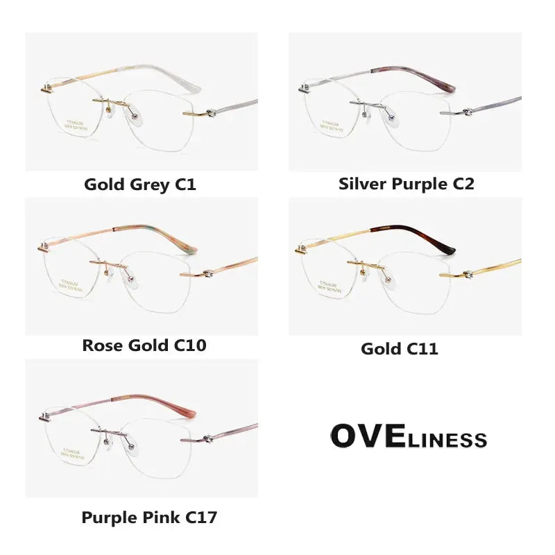 Women's Cat Eye Rimless Titanium Prescription Glasses 6018 — view 5 | Rx Spectacle