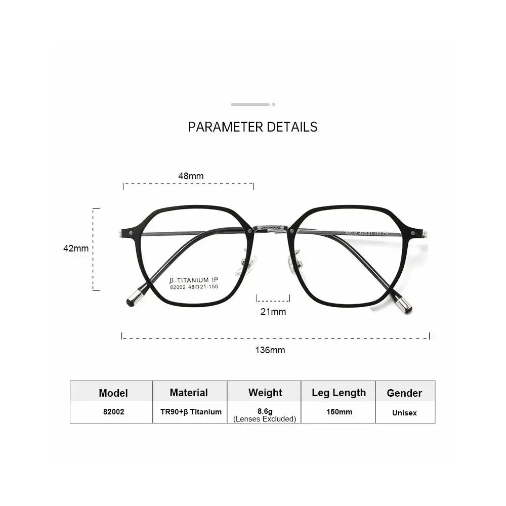 Women's Polygon Full Rim Titanium Flat Top Prescription Glasses 82002 — view 2 | Rx Spectacle