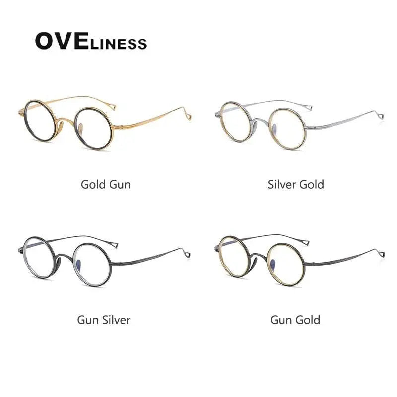 Unisex Round Full Rim Titanium Prescription Glasses 123 — view 9 | Rx Spectacle