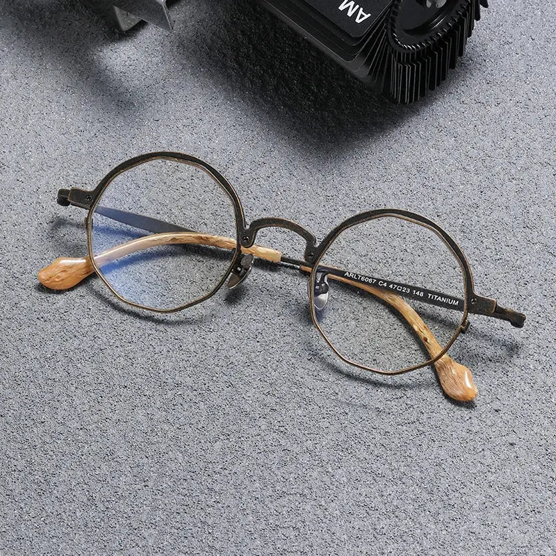 Unisex Irregular Full Rim Titanium Prescription Glasses T6067 — view 6 | Rx Spectacle