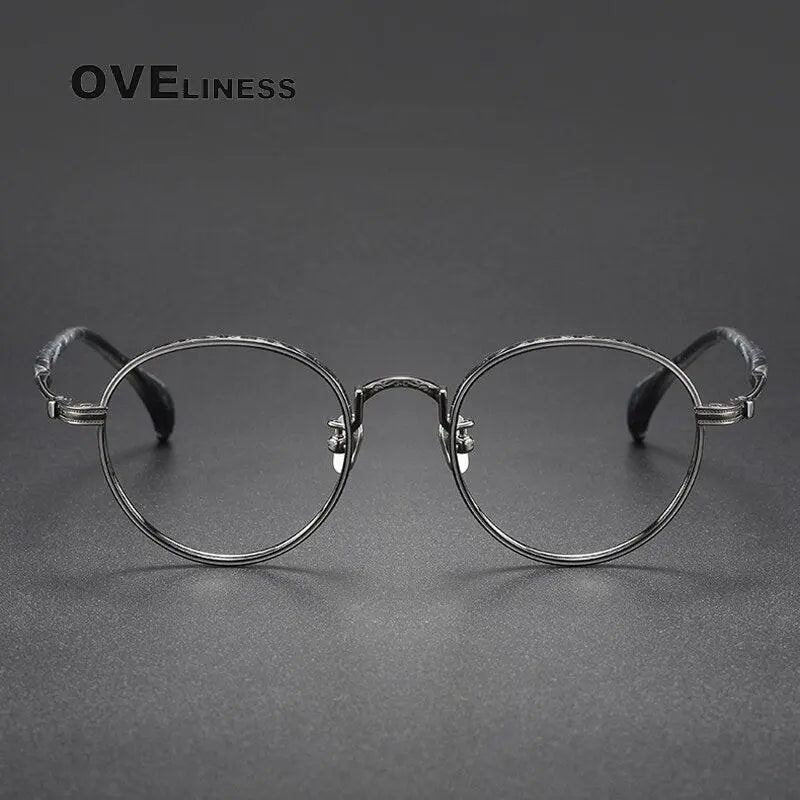 Unisex Round Full Rim Titanium Prescription Glasses 80862 — view 9 | Rx Spectacle