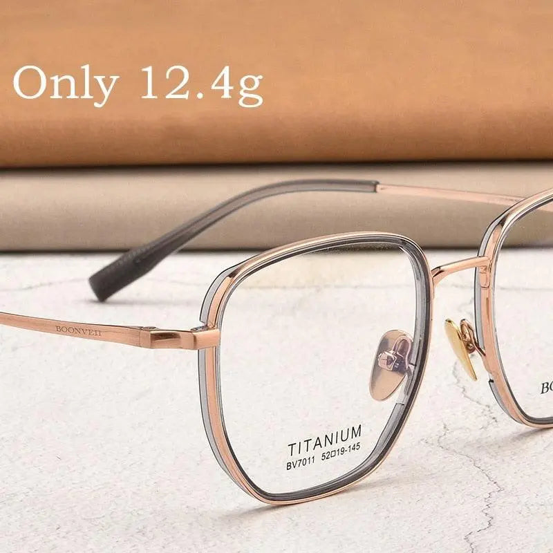 Unisex Square Full Rim Titanium Prescription Glasses Bv7011b — view 7 | Rx Spectacle