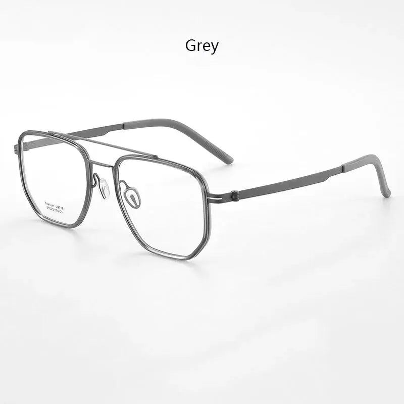 Men's Square Full Rim Titanium Double Bridge Prescription Glasses 21797 — view 3 | Rx Spectacle