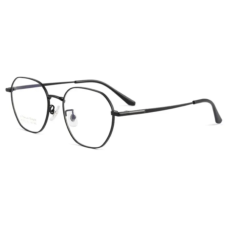 Women's Polygon Full Rim Titanium Flat Top Prescription Glasses 75055 — view 3 | Rx Spectacle