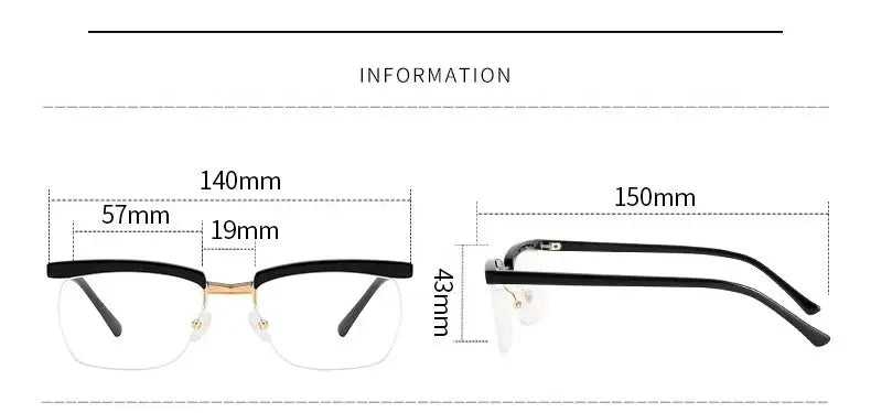 Men's Square Semi-Rimless Titanium Prescription Glasses 699001 — view 2 | Rx Spectacle