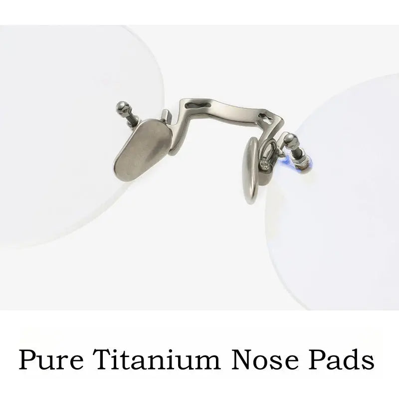 Unisex Round Rimless Titanium Prescription Glasses 10122 — view 5 | Rx Spectacle