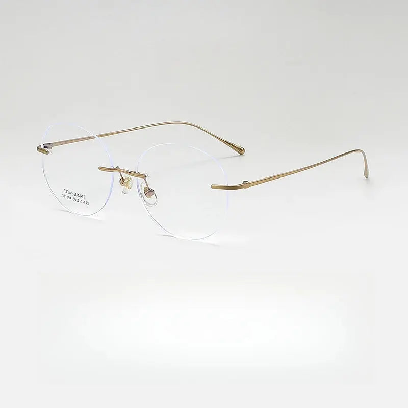 Unisex Round Rimless Titanium Prescription Glasses 231604Wk — view 5 | Rx Spectacle
