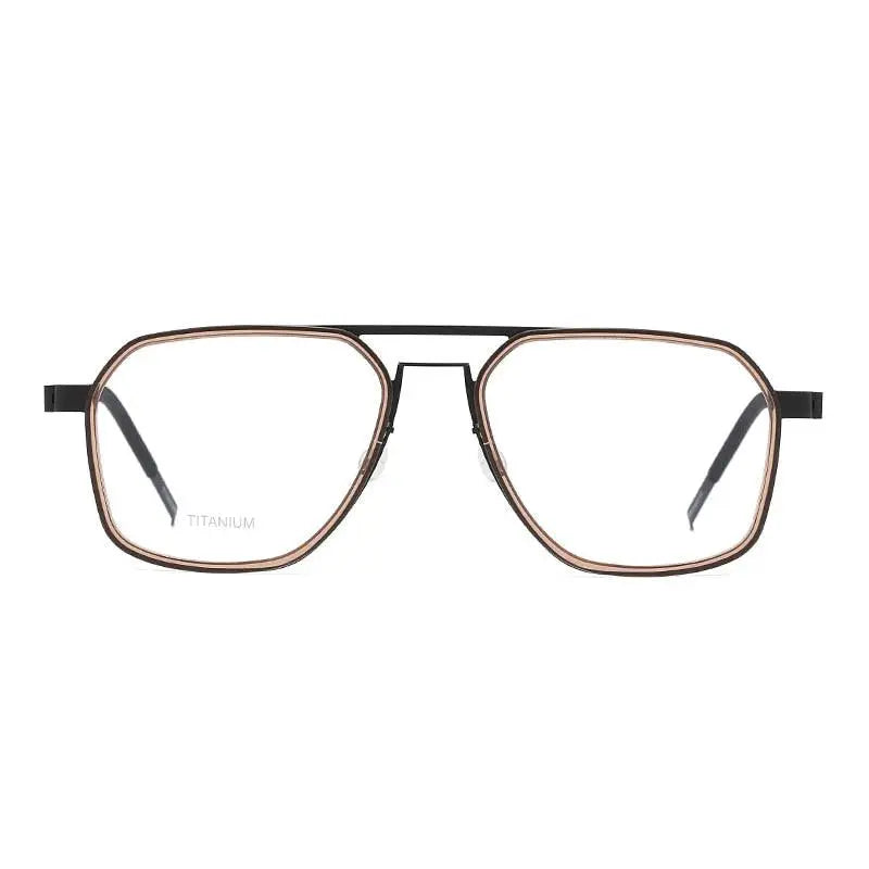 Unisex Polygon Full Rim Titanium Double Bridge Prescription Glasses 9753 — view 11 | Rx Spectacle