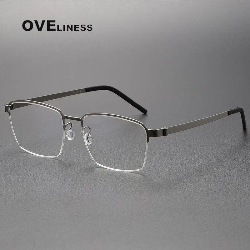 Unisex Square Full Rim Titanium Prescription Glasses 7426 — view 6 | Rx Spectacle