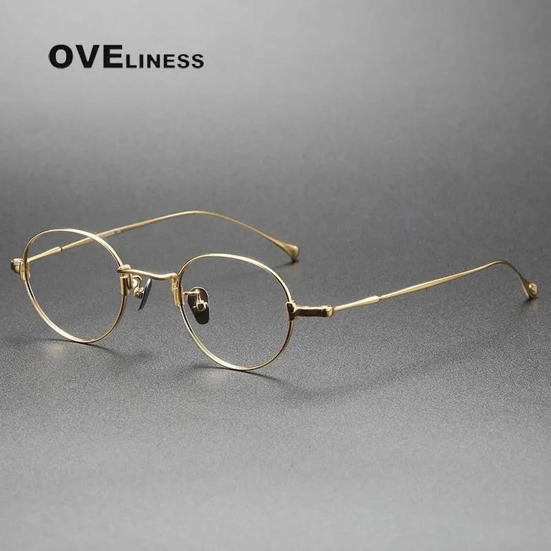 Unisex Round Full Rim Titanium Prescription Glasses Kmn53 — view 2 | Rx Spectacle