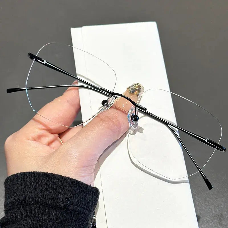 Women's Square Rimless Titanium Prescription Glasses 48925 — view 3 | Rx Spectacle