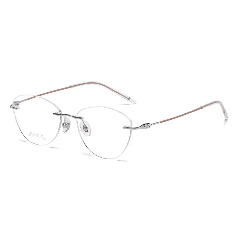 Women's Cat Eye Rimless Titanium Prescription Glasses 366076 — view 4 | Rx Spectacle