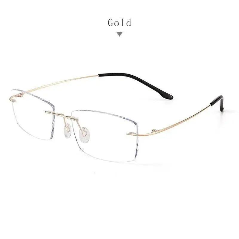 Unisex Square Rimless Titanium Prescription Glasses S8161 — view 9 | Rx Spectacle