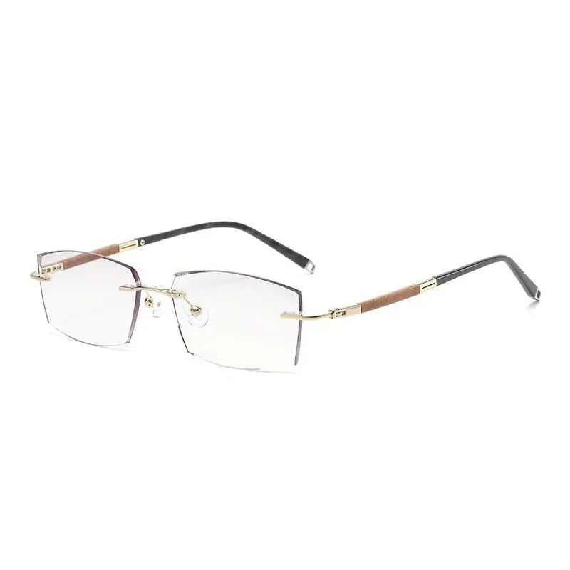 Unisex Square Rimless Titanium Prescription Glasses Y063 — view 7 | Rx Spectacle