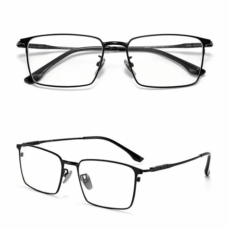 Men's Square Full Rim Titanium Prescription Glasses J86037 — view 3 | Rx Spectacle