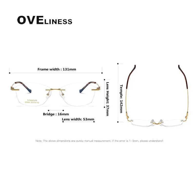 Women's Cat Eye Rimless Titanium Prescription Glasses 196006 — view 6 | Rx Spectacle