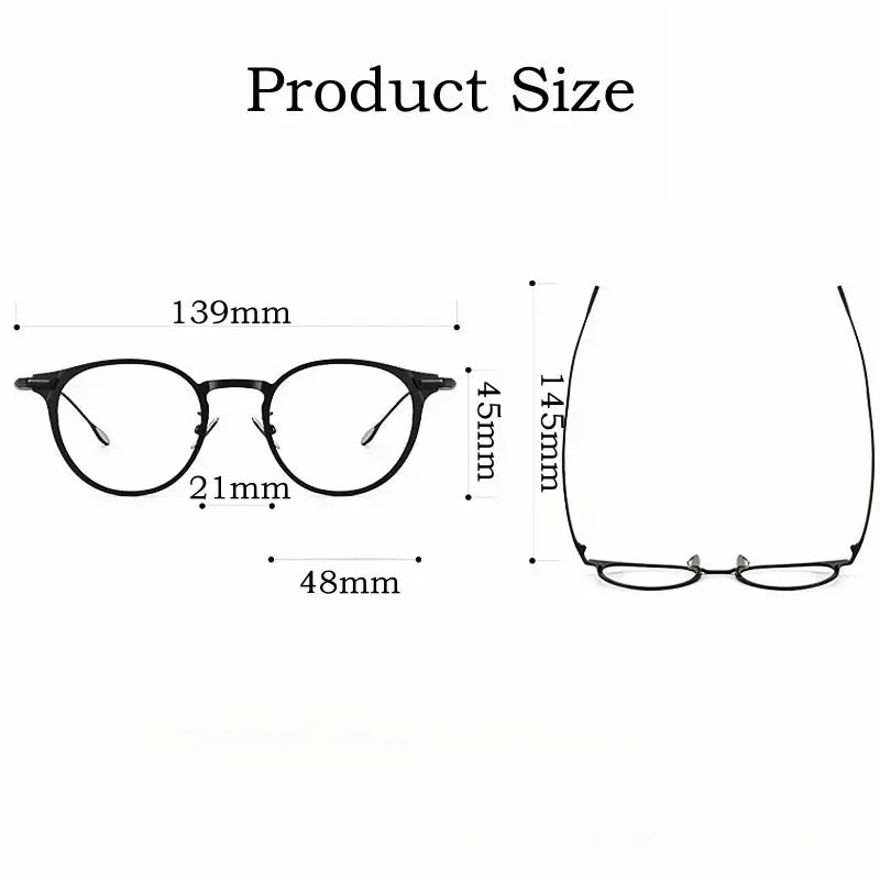 Unisex Round Full Rim Titanium Prescription Glasses Y0061 — view 3 | Rx Spectacle