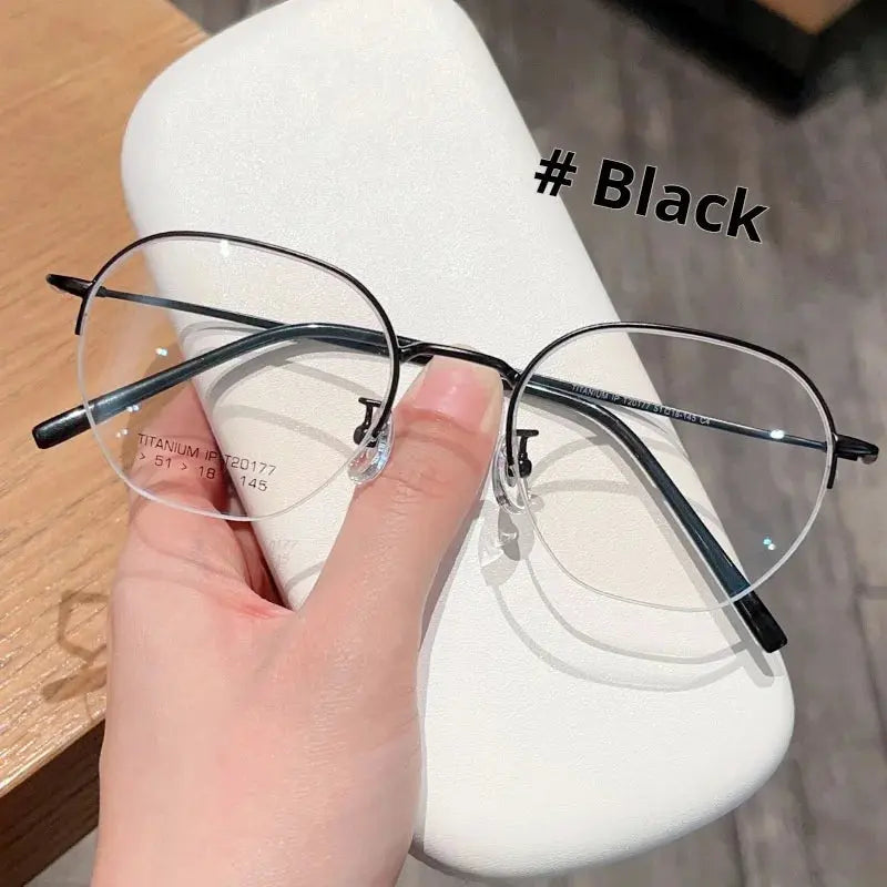 Women's Polygon Semi-Rimless Titanium Prescription Glasses 20177 — view 3 | Rx Spectacle