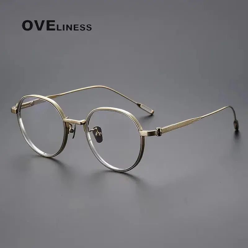 Unisex Oval Full Rim Titanium Flat Top Prescription Glasses 64261 — view 3 | Rx Spectacle