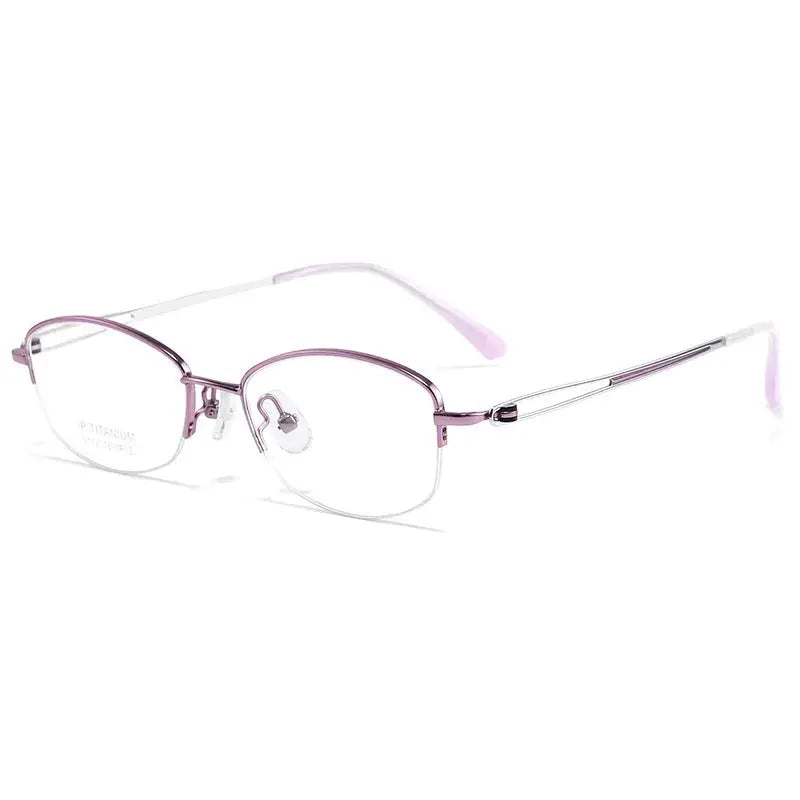 Women's Oval Semi-Rimless Titanium Prescription Glasses 74112E — view 3 | Rx Spectacle