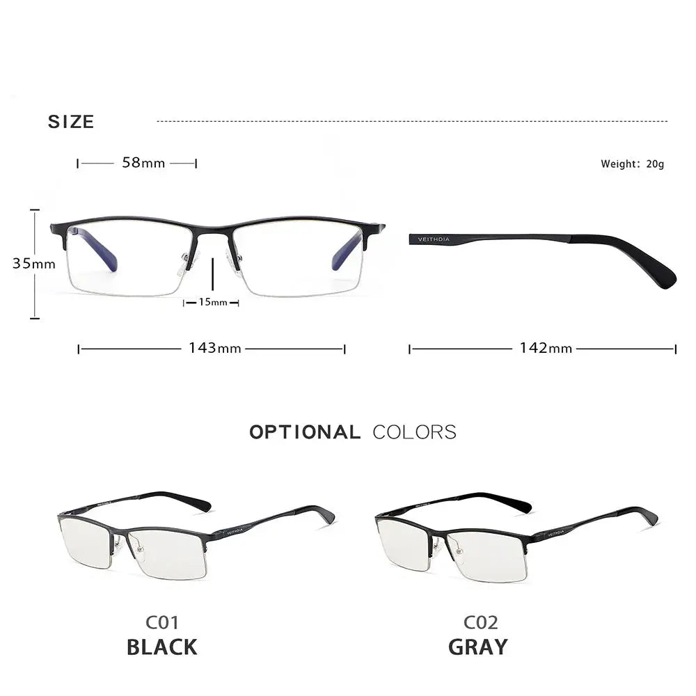 Unisex Rectangular Semi-Rimless Alloy Prescription Glasses 872100 — view 2 | Rx Spectacle