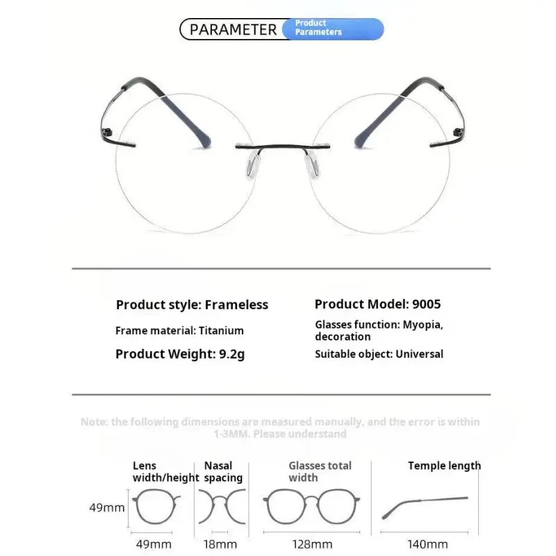 Women's Round Rimless Titanium Reading Glasses 729005 — view 1 | Rx Spectacle